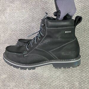 Eddie Bauer Severson Moc Toe Boots Men's 12 Black Leather Waterproof 4041-785